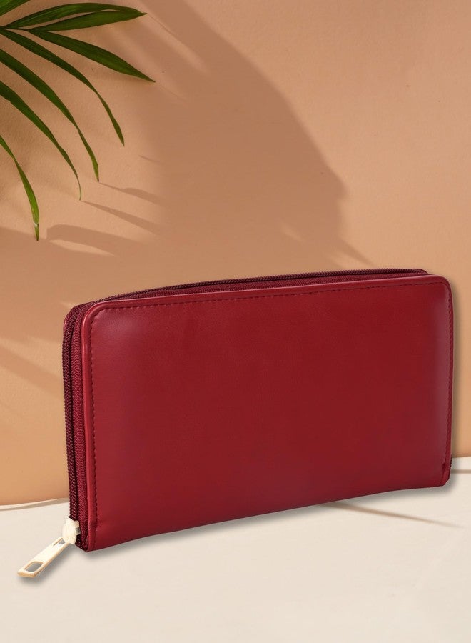 MARKQUES Zoey Red Zipper Wallet for Women and Girls | Stylish Vegan Leather Zip Purse for Ladies | Upto 8 Card Slots | Coin Pocket - Image 2